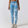 Sky-Blue Seamless High-Waist Yoga Leggings