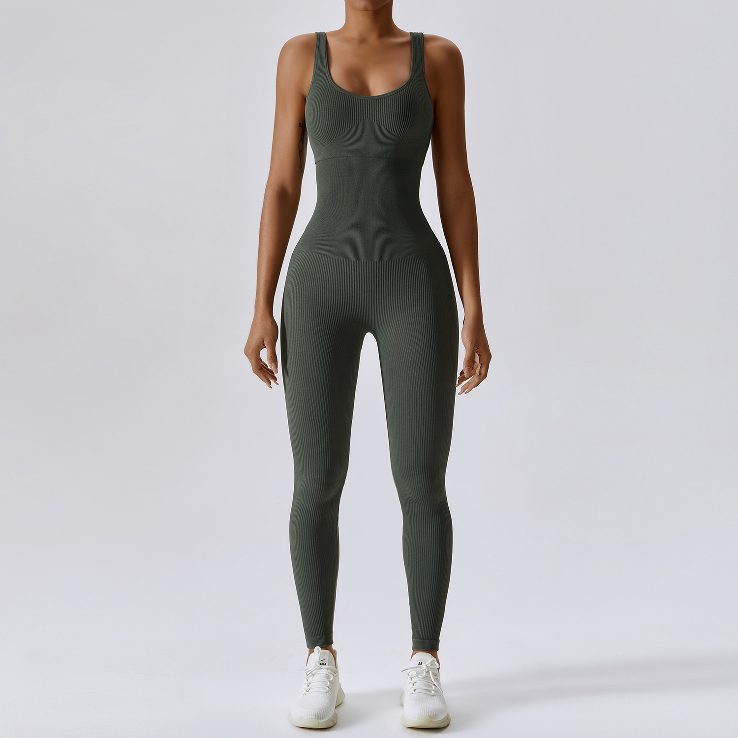 Seamless Ribbed Yoga Jumpsuit Legging