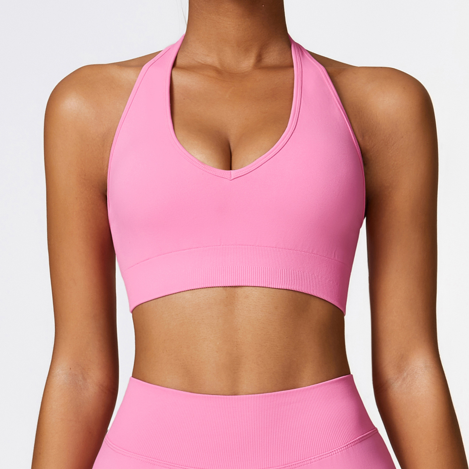 Seamless Open Back Padded Workout Crop Tank Tops