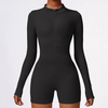 Seamless Long Sleeve Zip Front Sport Jumpsuits
