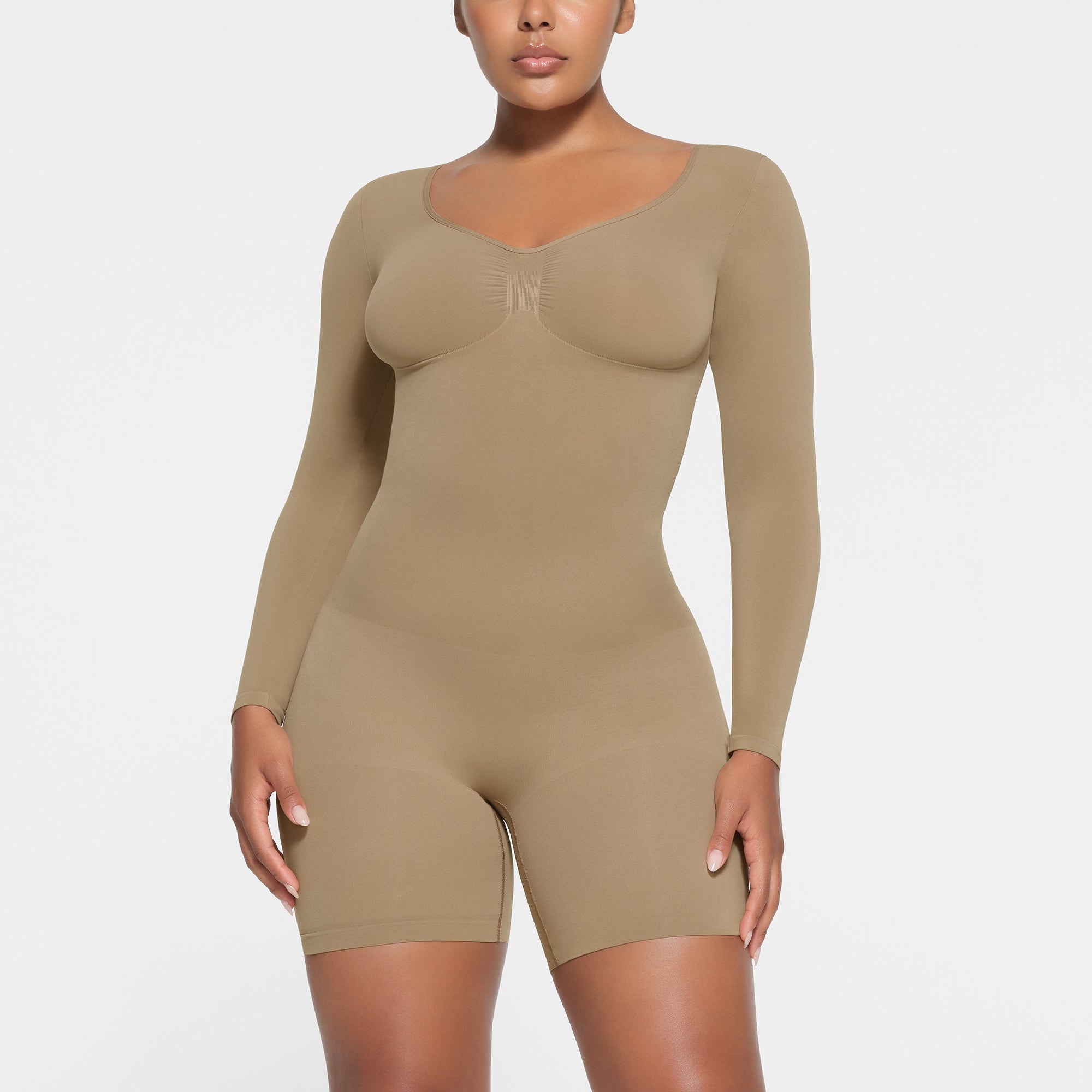 Seamless Long Sleeve Full Control Thong Short Bodysuit OEM Customize 