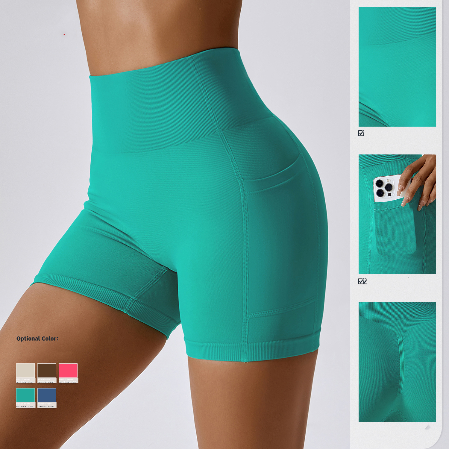 Seamless Tech Sport Shorts with Pocket Wholesale