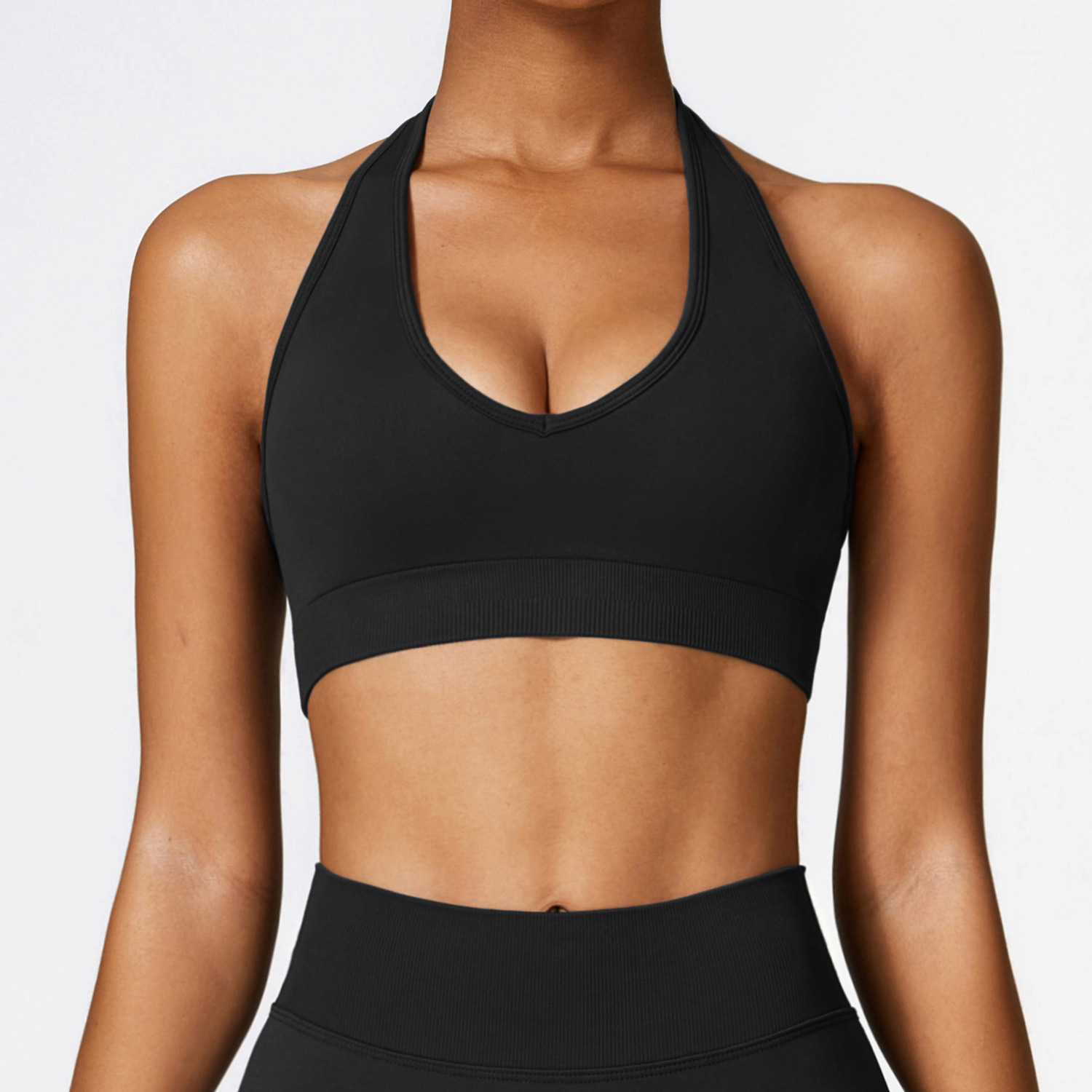 Seamless Open Back Padded Workout Crop Tank Tops