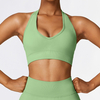 Seamless Open Back Padded Workout Crop Tank Tops