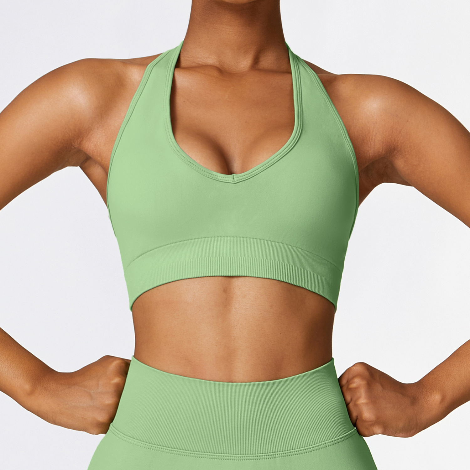 Seamless Open Back Padded Workout Crop Tank Tops