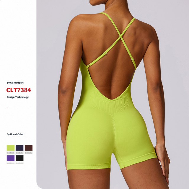Seamless Strappy Backless Jumpsuit Short